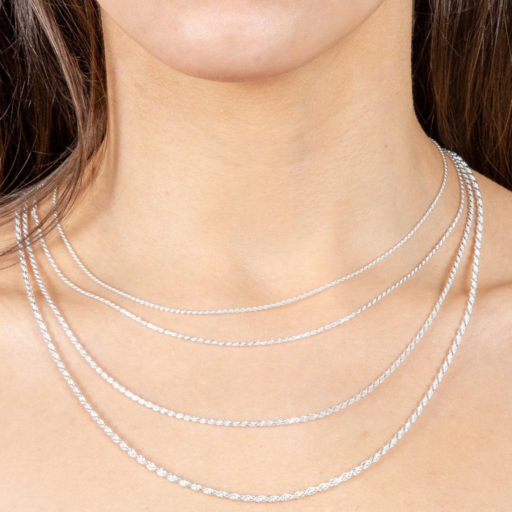 Diamond Cut Rope Chain Necklace 16 