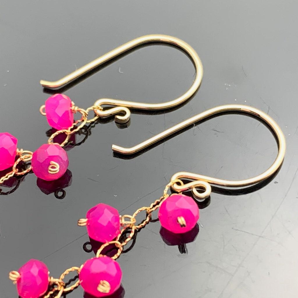 Details about   Pink Chalcedony Earrings Fuchsia Smooth Heart Teardrop 14k Gold Sterling Silver