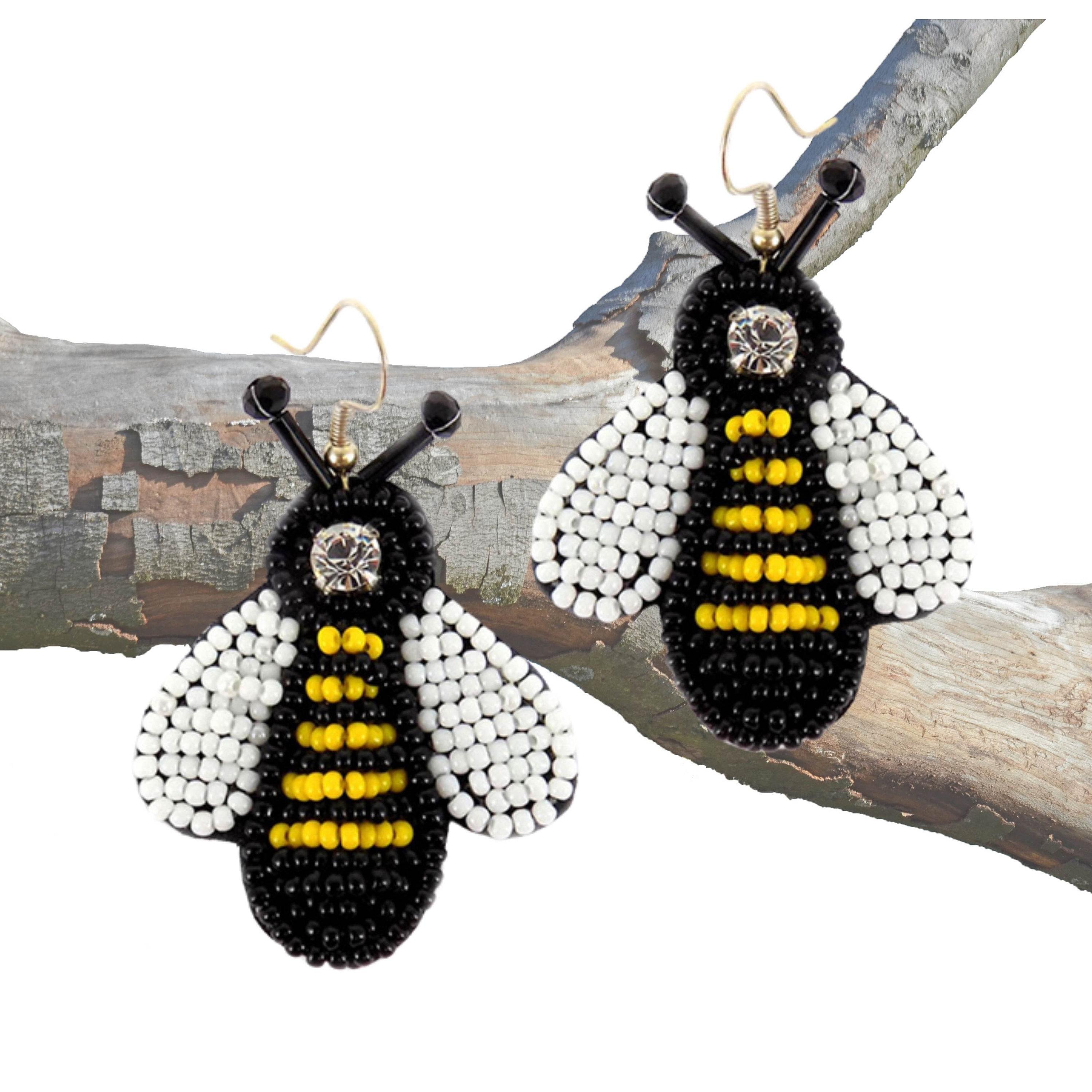 Bumblebee Seed Bead Earrings