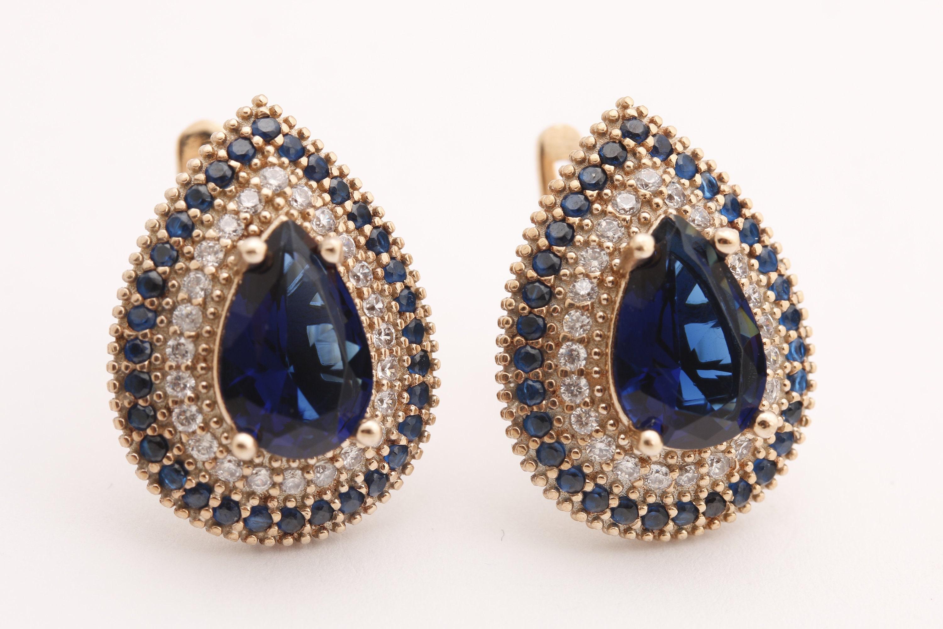 Turkish Jewelry Drop Moonstone Baguette Topaz 925 Sterling Silver Stud Earrings Turkish Jewelry Drop Moonstone Baguette Topaz 925 Sterling Silver Stud Earrings