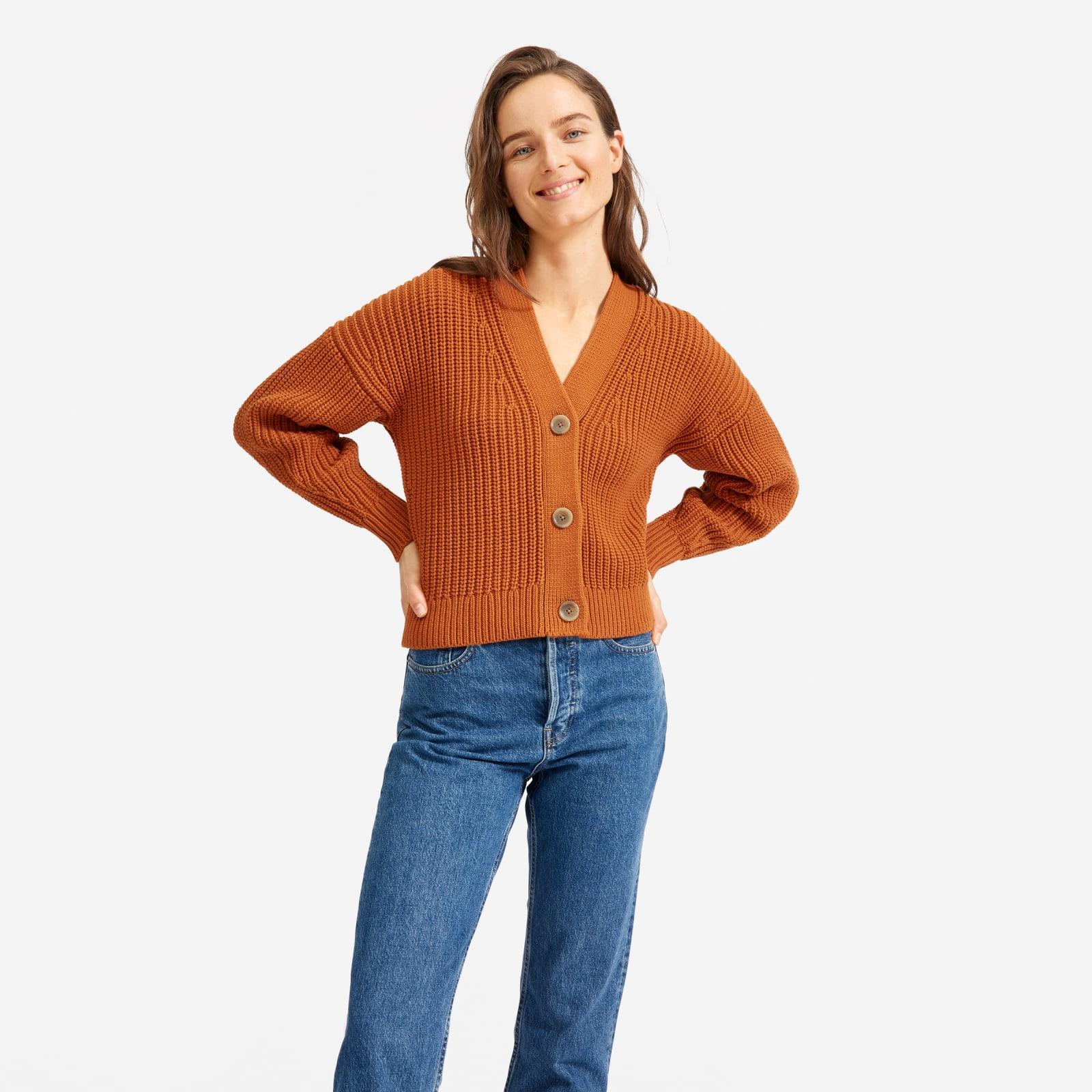 everlane texture cotton crop cardigan
