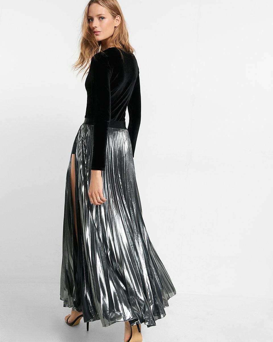 metallic maxi skirt uk