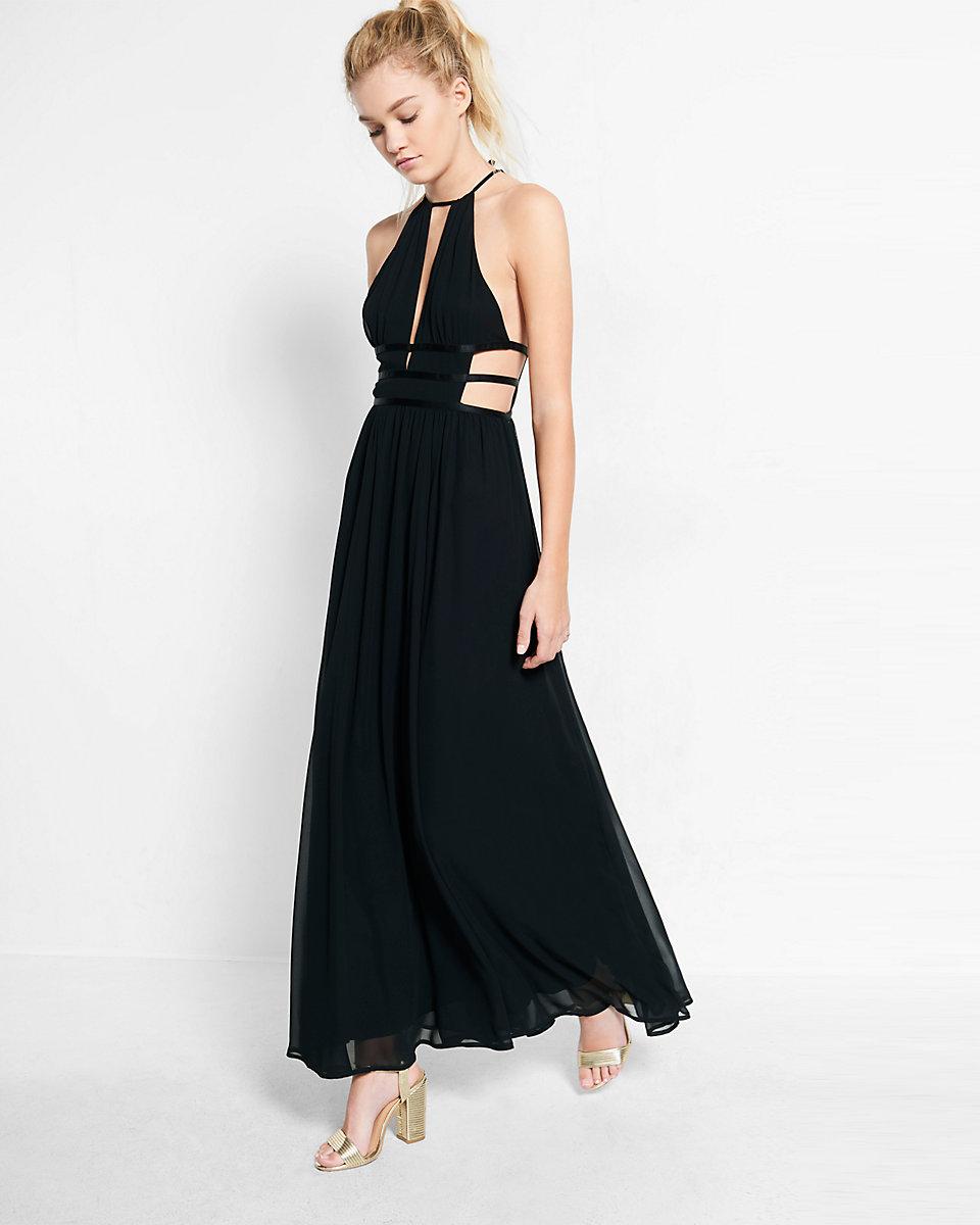 long black strappy maxi dress
