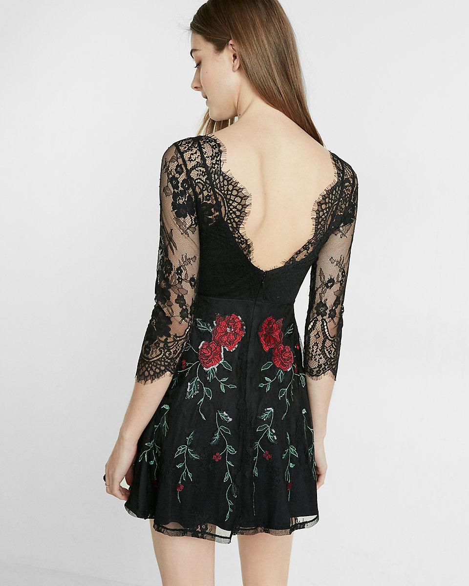 floral lace embroidered dress