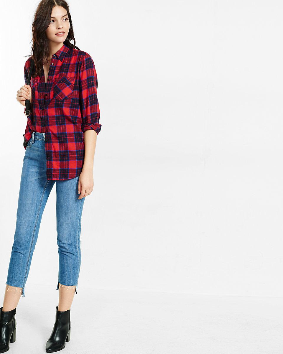 womens plaid red shirt