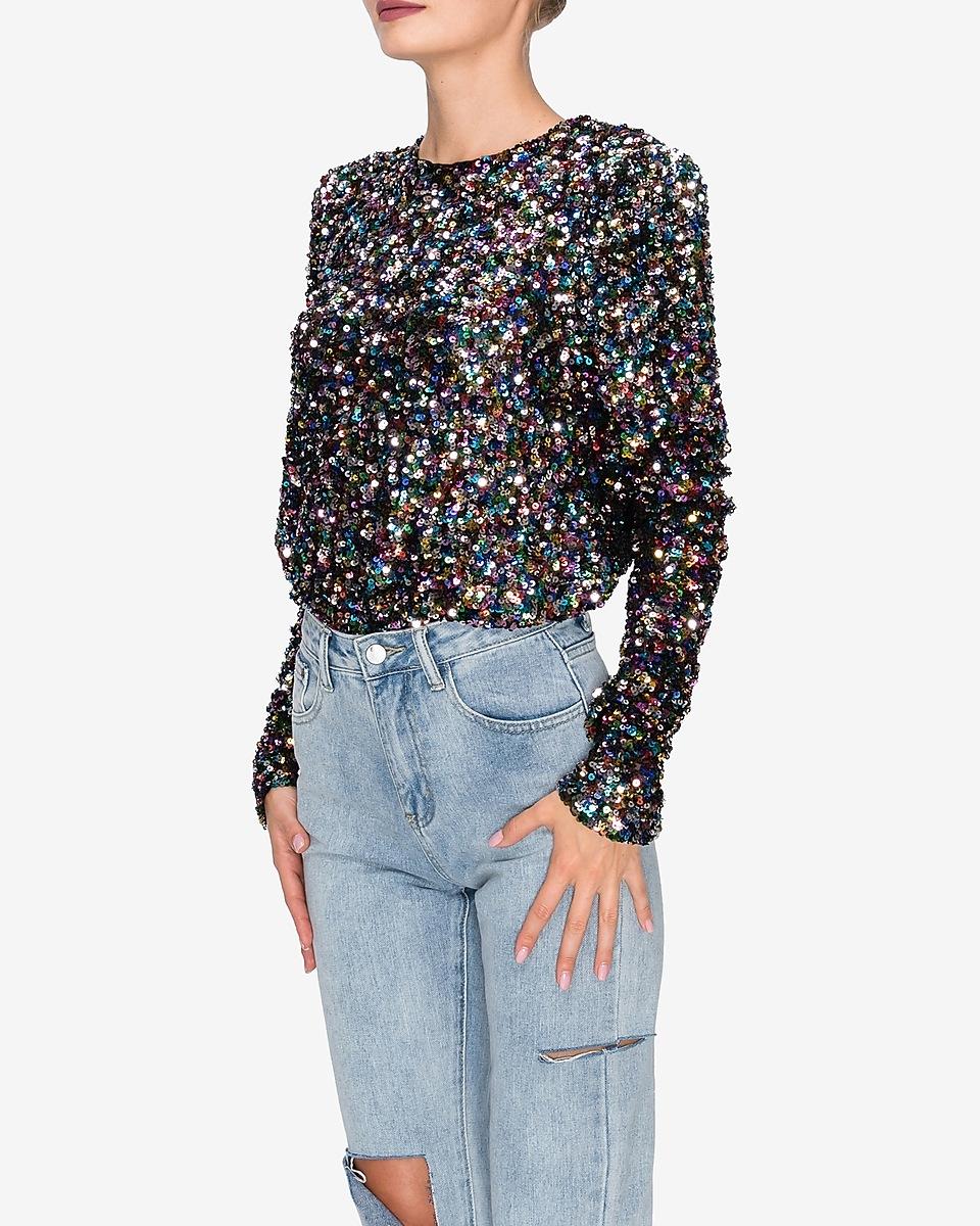 multi coloured sequin tops
