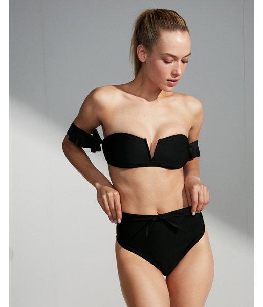 Tie front high waisted bikini bottom Clearance