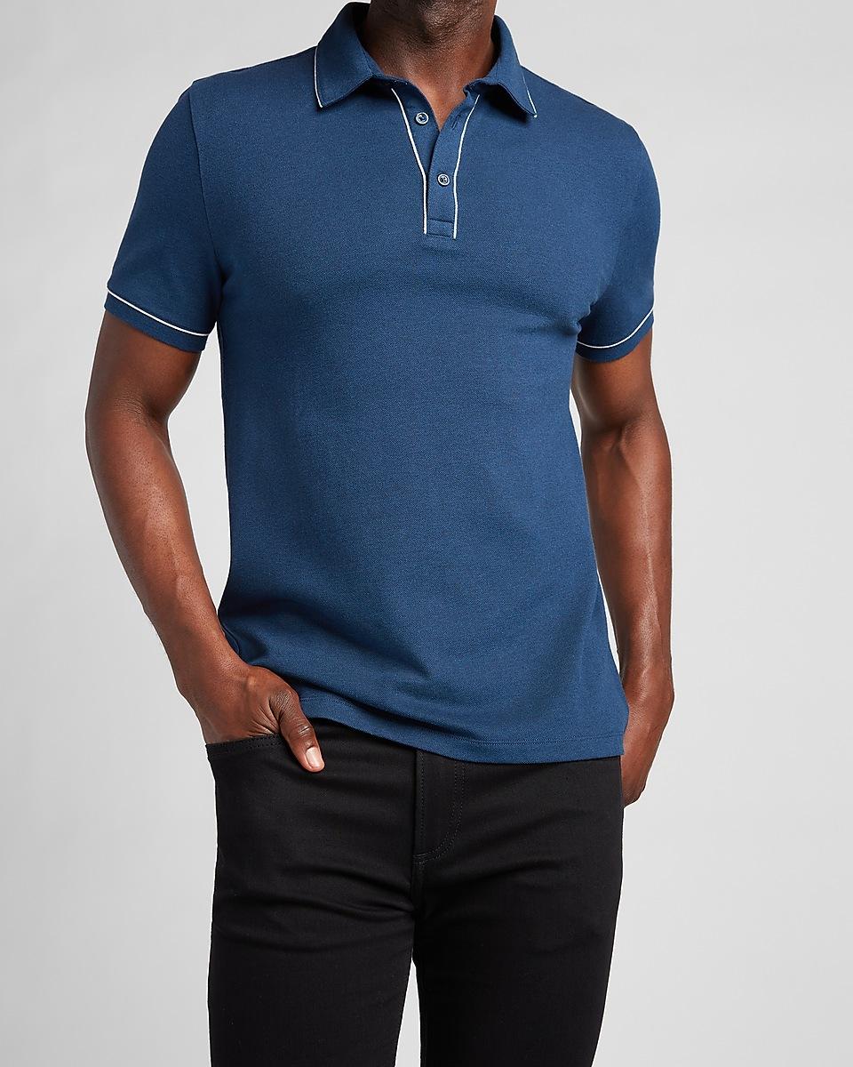 Express Denim Piped Luxe Pique Polo 