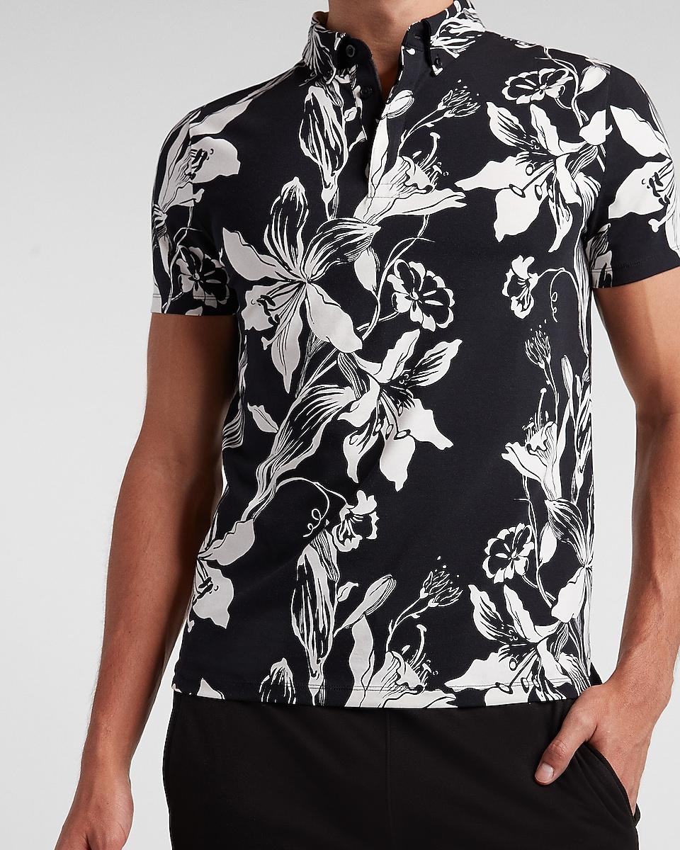 floral polo black