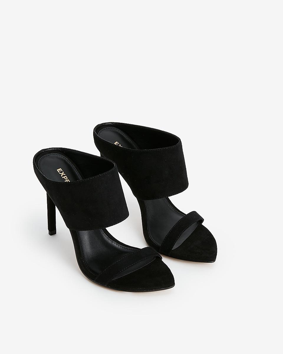 Express Pointed Toe Strappy Heeled Mules Black - Lyst