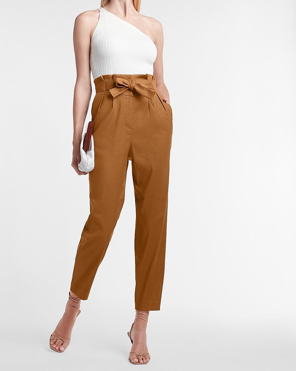 Express Super High Waisted Belted Linen 