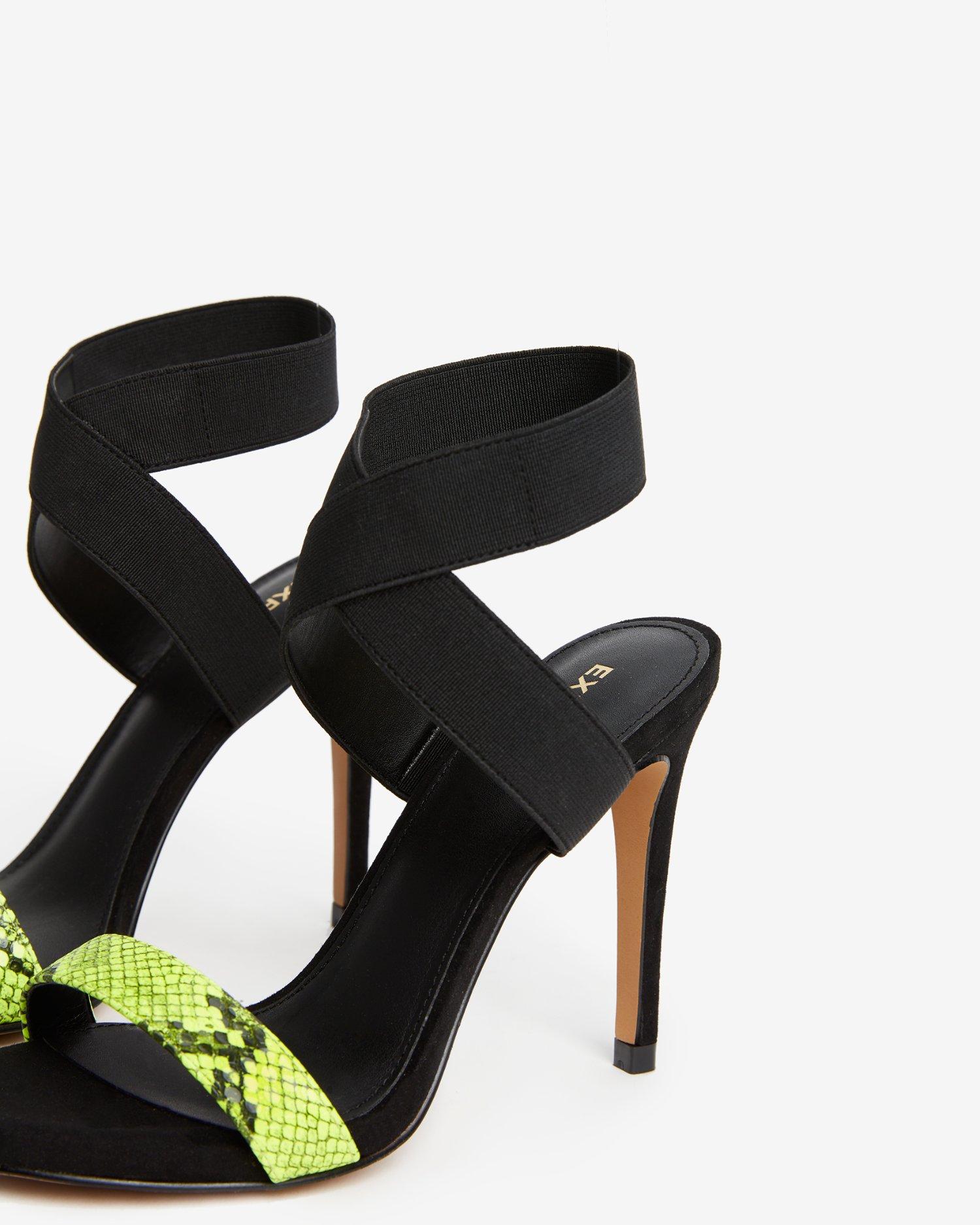 snakeskin strap heels
