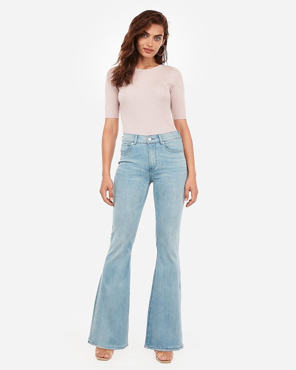 Express Denim High Waisted Side Slit Bell Bottom Flare Jeans, Size:4 in  Blue - Lyst