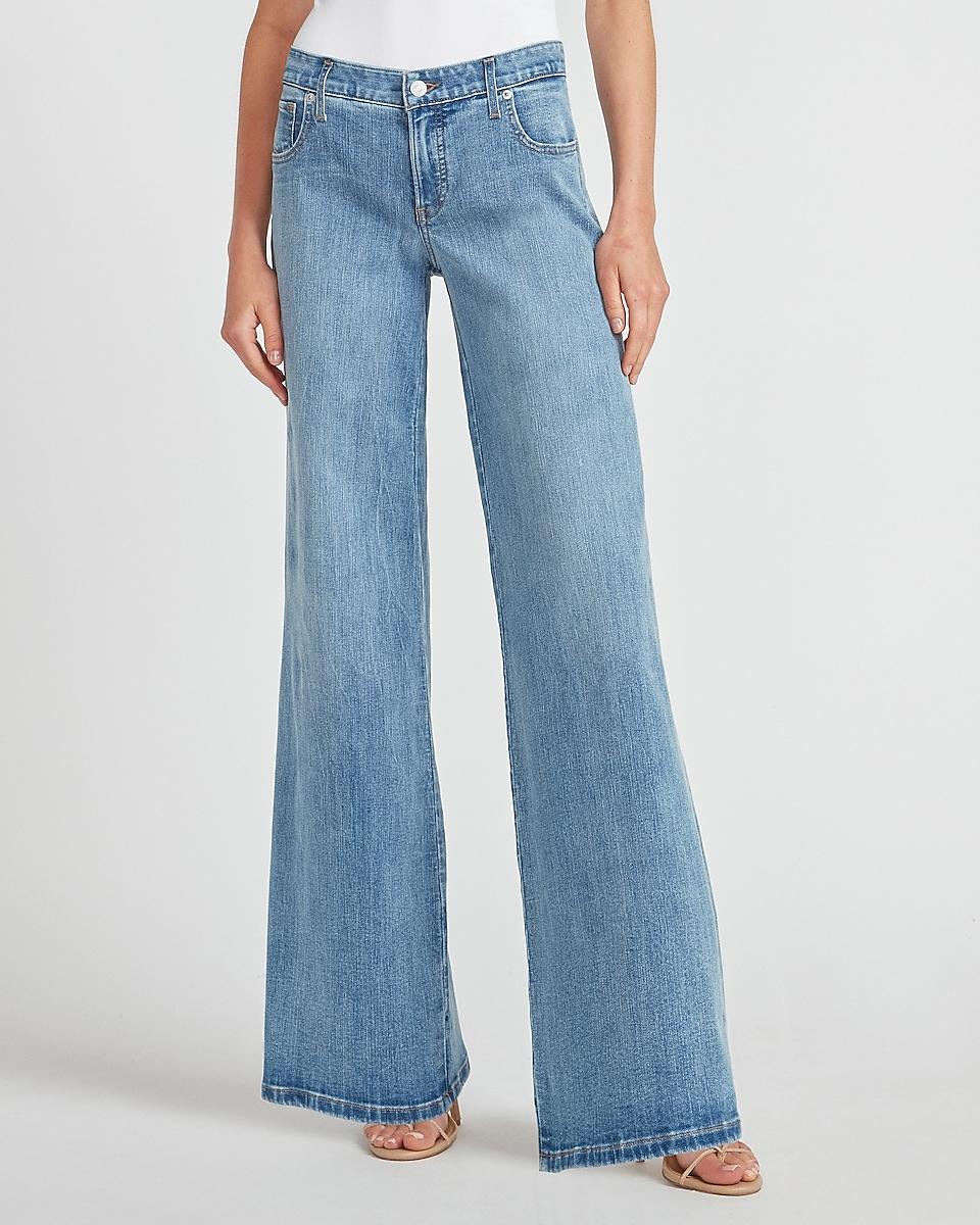 Express Denim High Waisted Light Wash Wide Leg Palazzo Jeans in Blue - Lyst