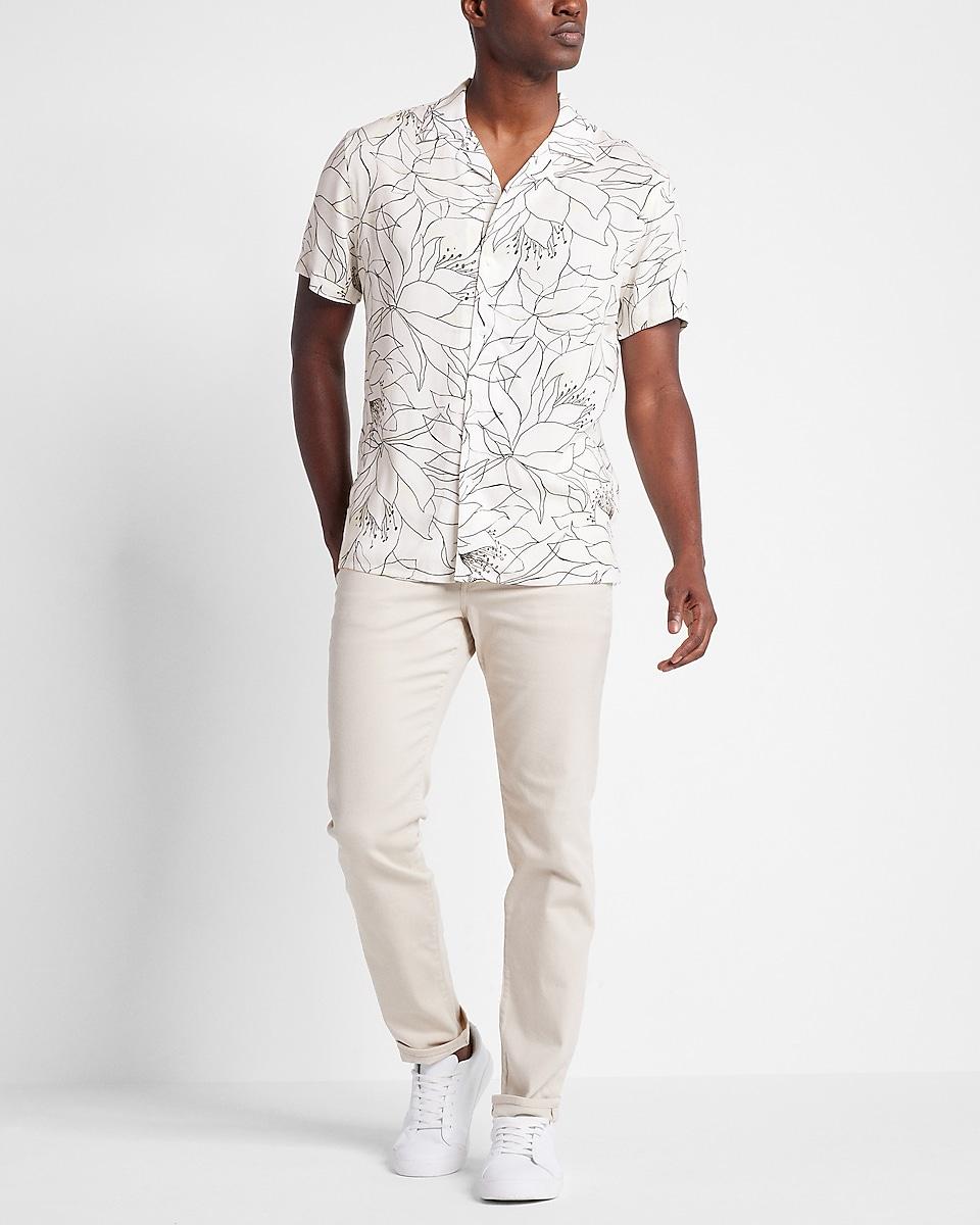 Express Denim Floral Print Rayon Short 