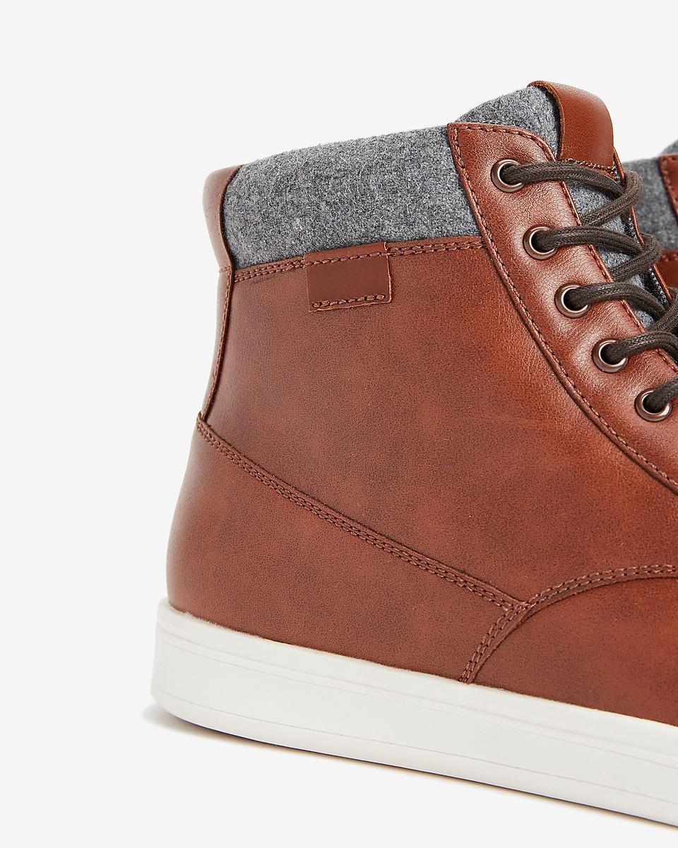 high top faux leather sneakers