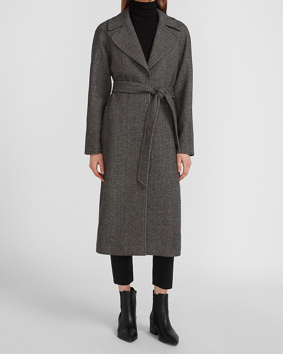 herringbone belted coat