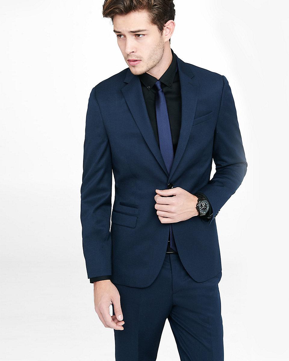 Express Slim Photographer Navy Wool Blend Twill Suit Jacket in Blue for ...