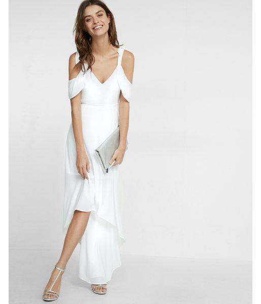 Cold Shoulder Maxi Dress in White ...