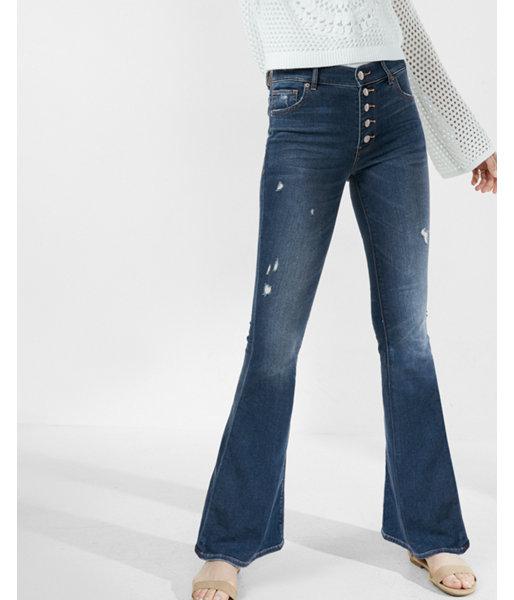 button fly flare jeans womens