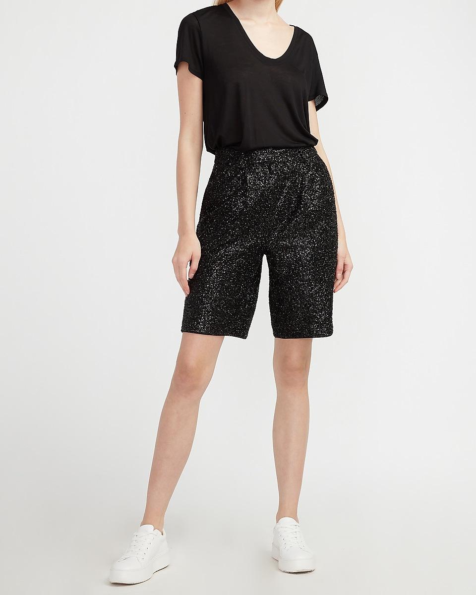 high waisted sequin shorts