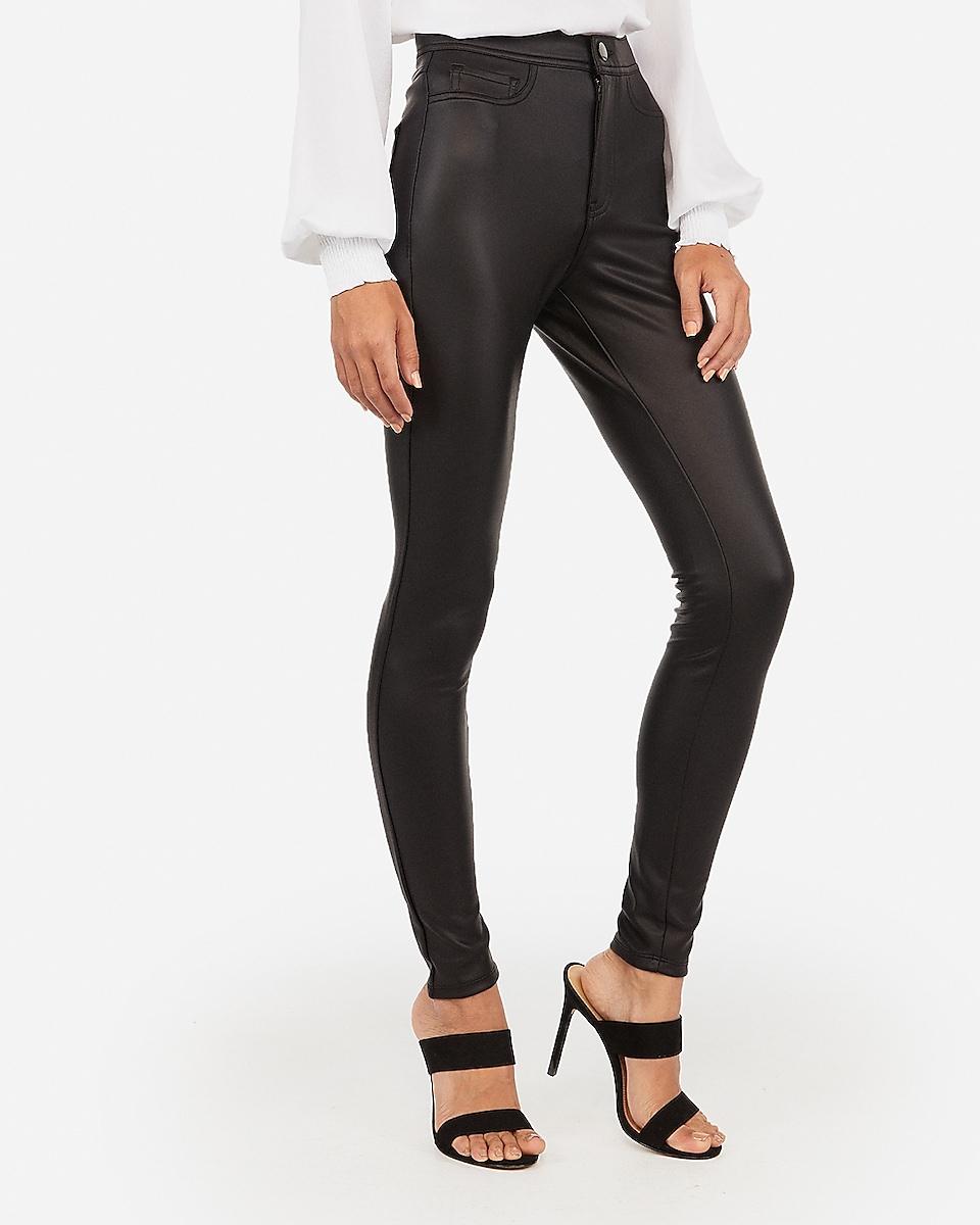 Express High Waisted Faux Leather Five Pocket Leggings Black Lyst