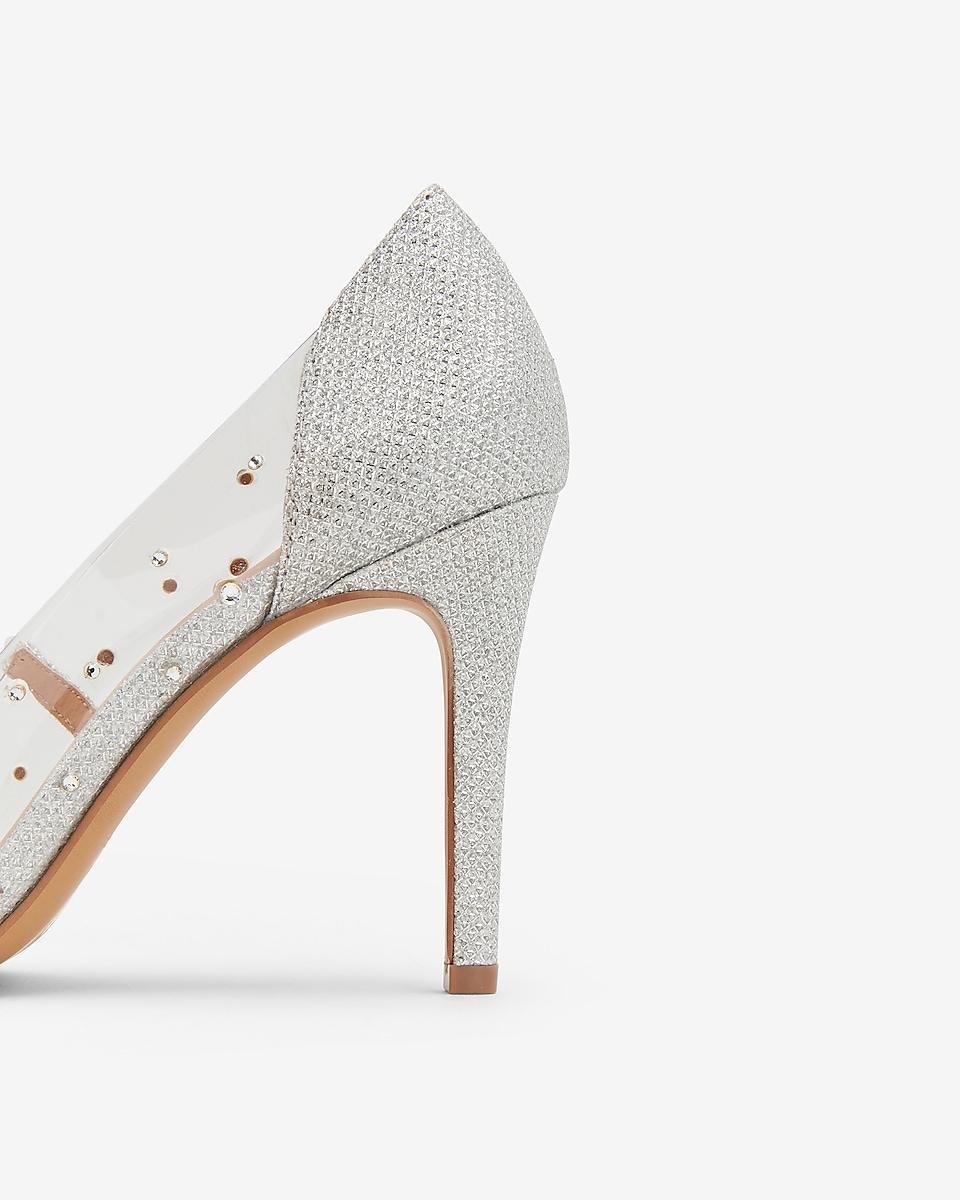 silver rhinestone pumps