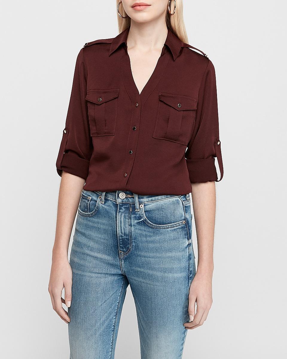 Express Slim Fit Satin Military 