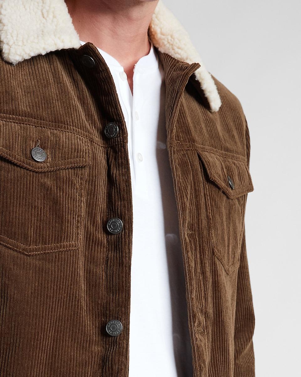 Express Corduroy Sherpa Collar Trucker 