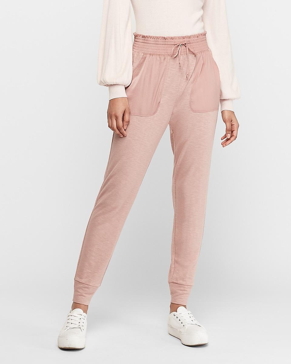 pink satin joggers