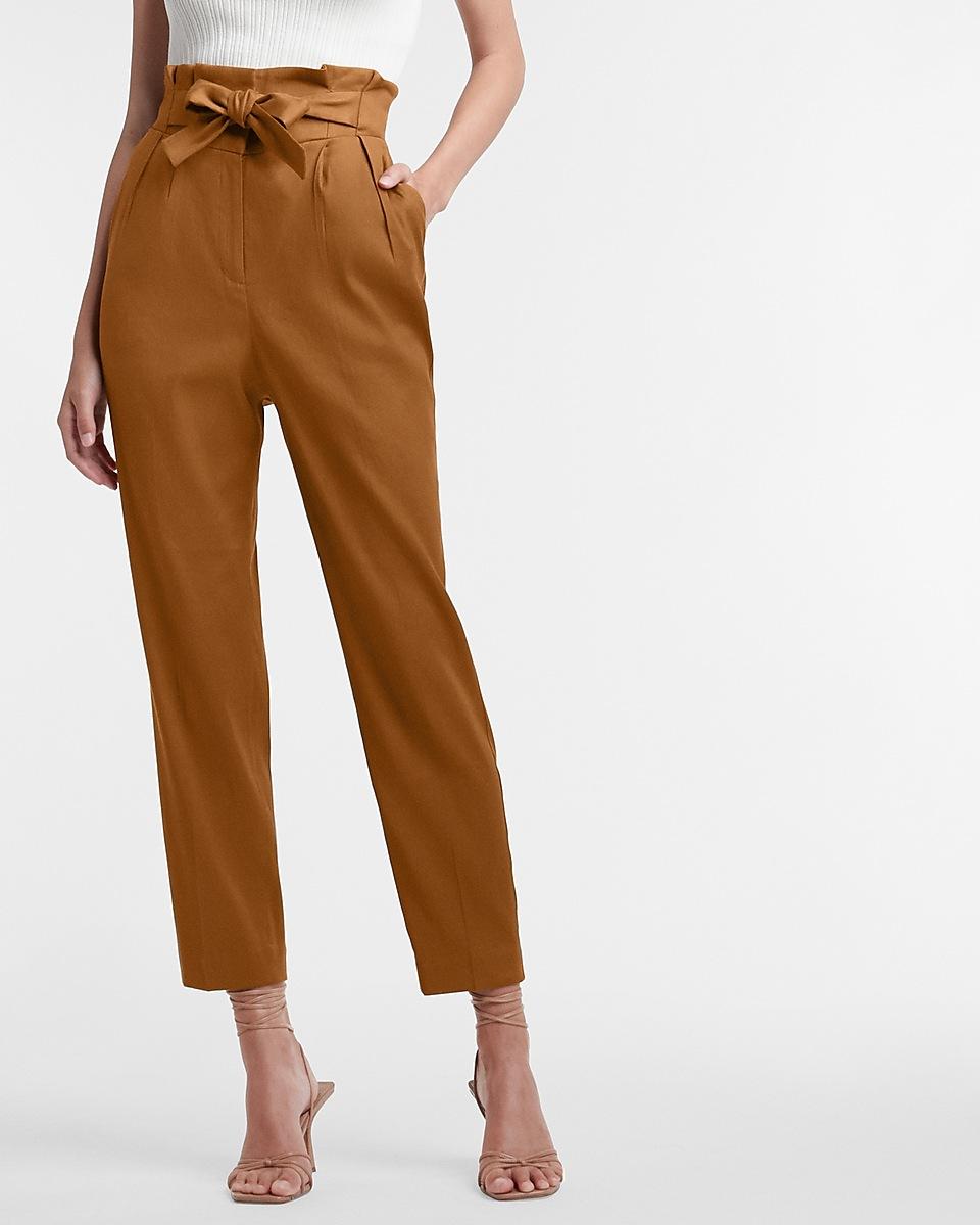 Express Super High Waisted Belted Linen 