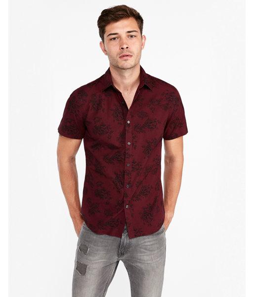 Express Cotton Slim Burgundy Floral 