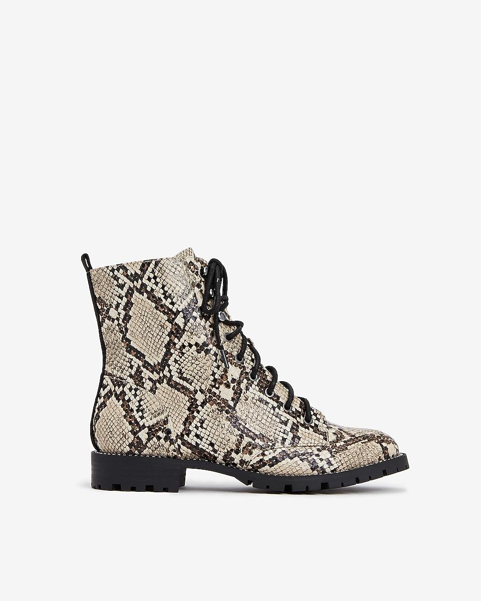 snakeskin combat boots