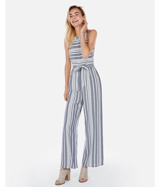 Striped halter jumpsuit Clearance