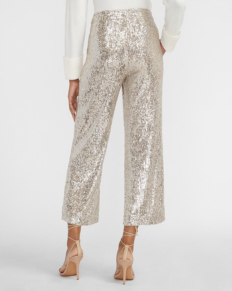 Express High Waisted Sequin Cropped 