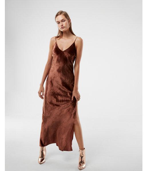 Express Velvet Maxi Dress in Brown | Lyst