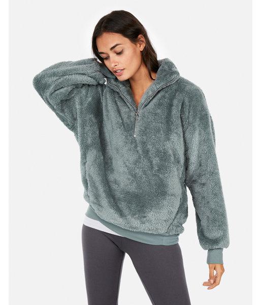 express one eleven oversized sherpa fleece sweatshirt