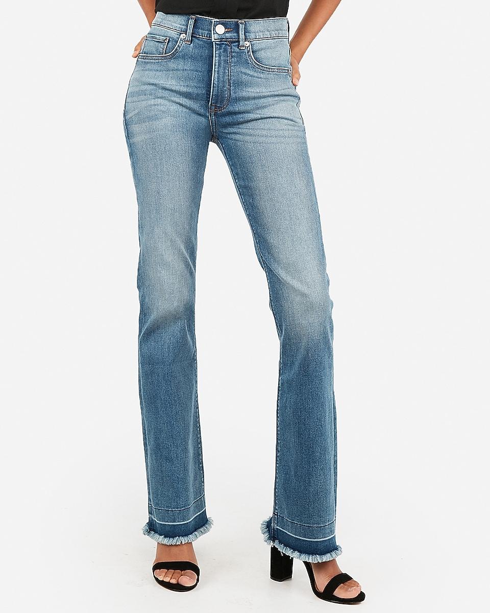 Perfect Frayed Hem Bootcut Jeans, Size 