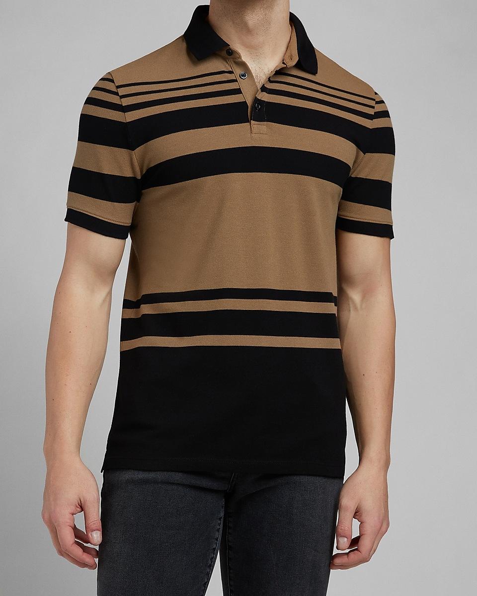 Express Denim Striped Luxe Pique Polo 