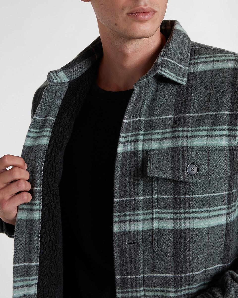 Express Slim Plaid Sherpa Lined Flannel 