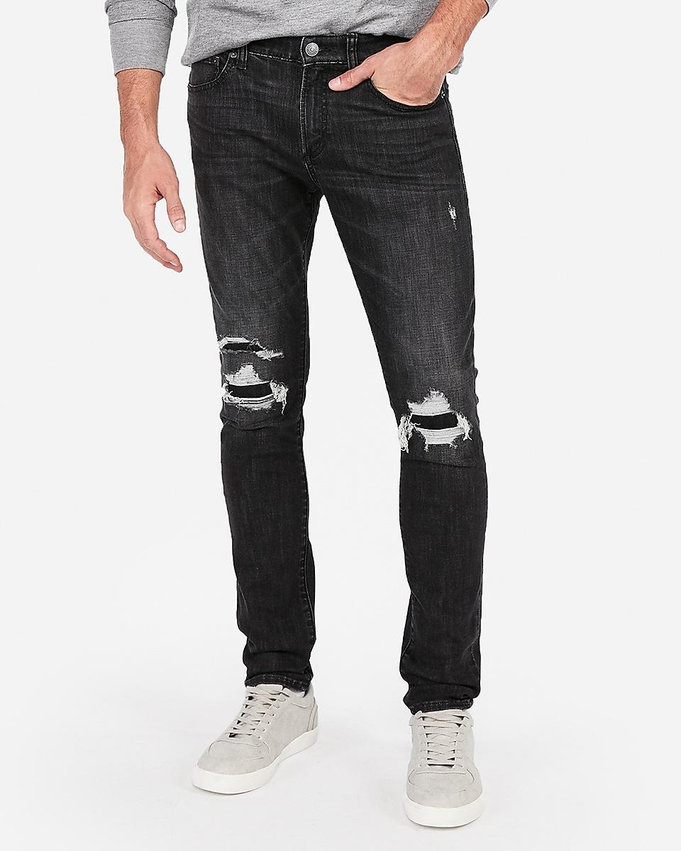 Express Denim Super Skinny Ripped Stretch Jeans, Size:w42 L34 in Black for  Men - Lyst