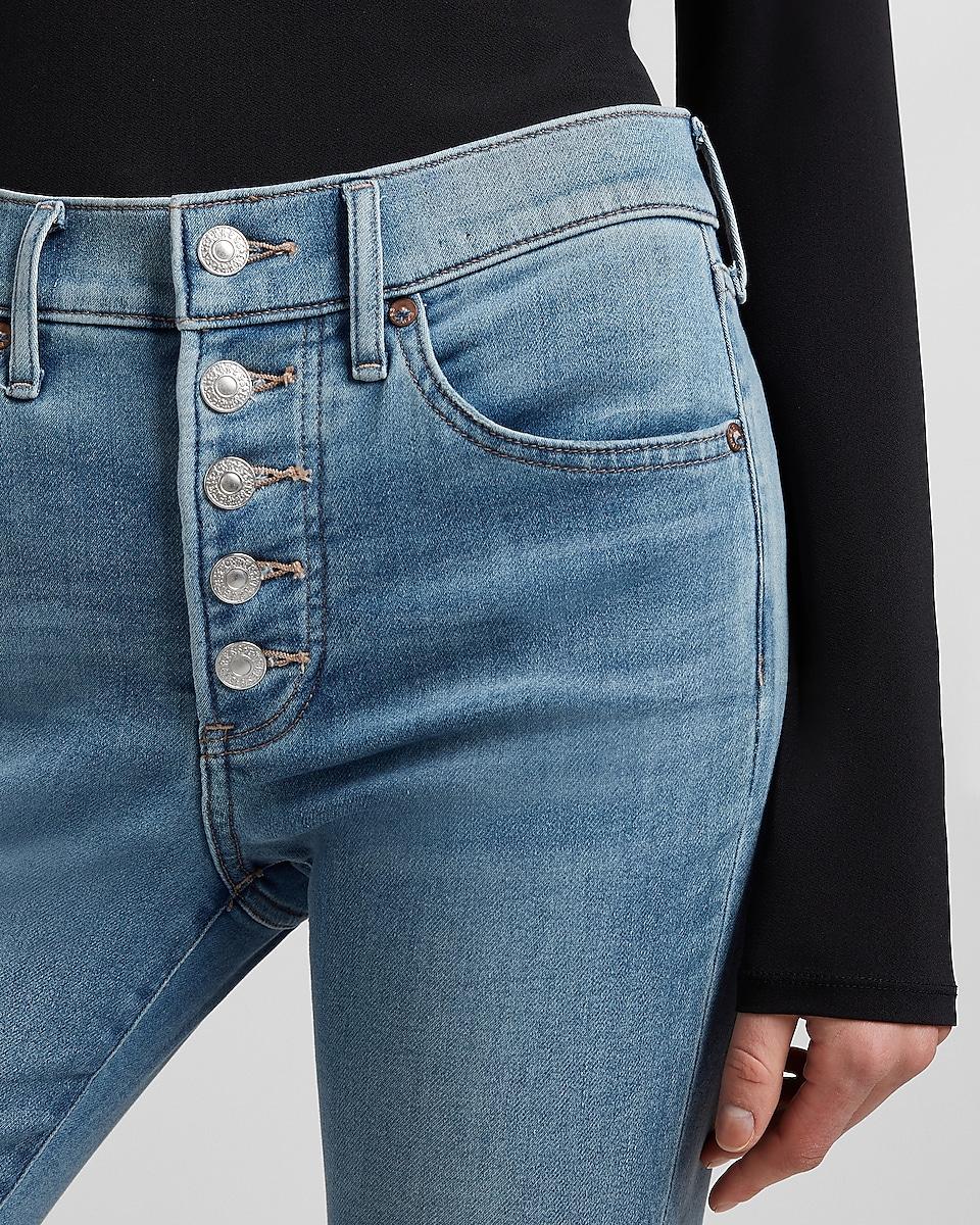 Express Denim Mid Rise Knit Button Fly 