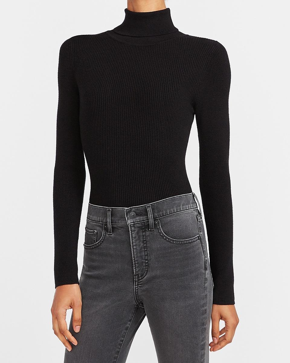 ribbed black turtleneck sweater