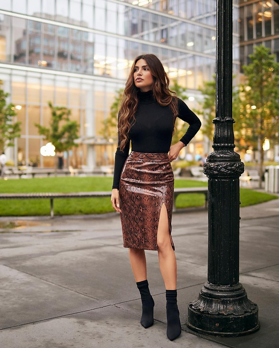 pu leather snakeskin skirt