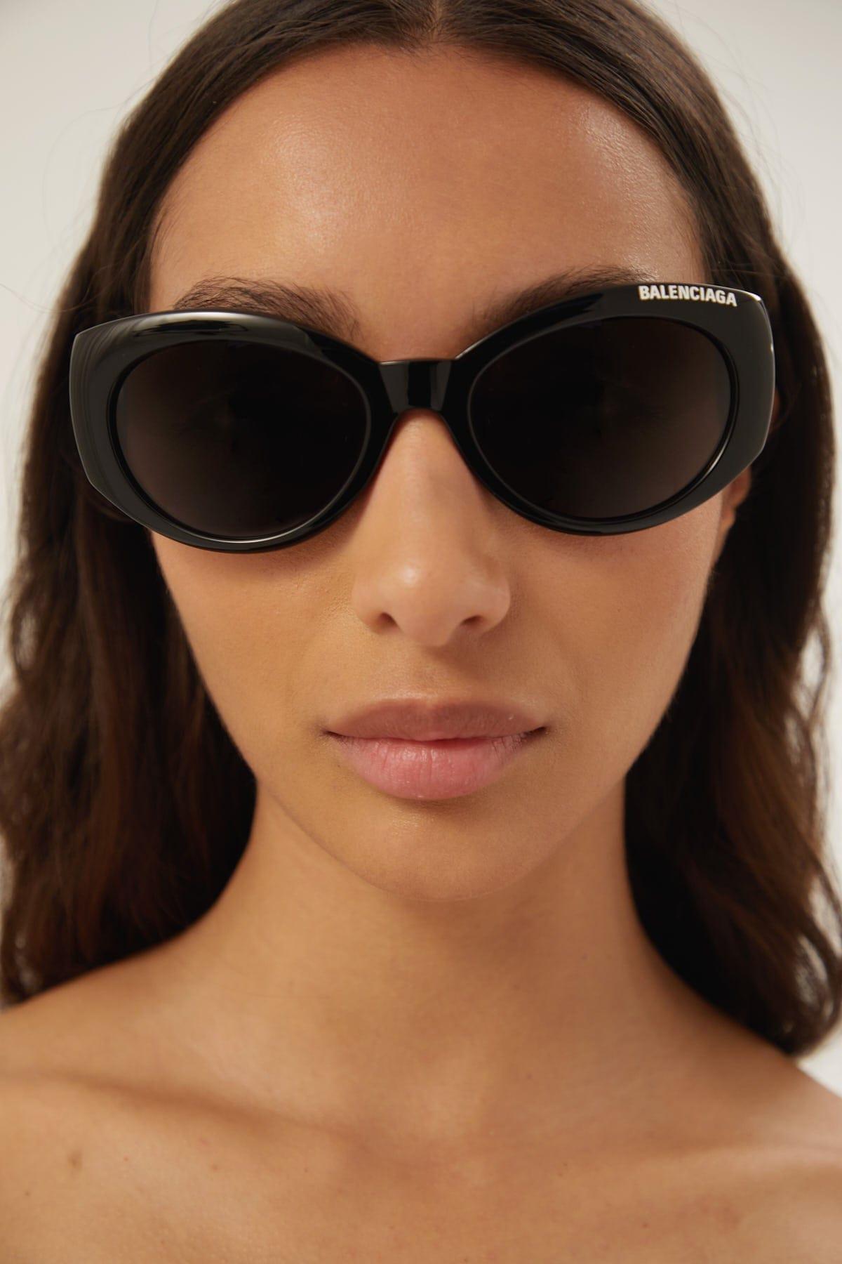 Balenciaga Black Oval Sunglasses  Lyst