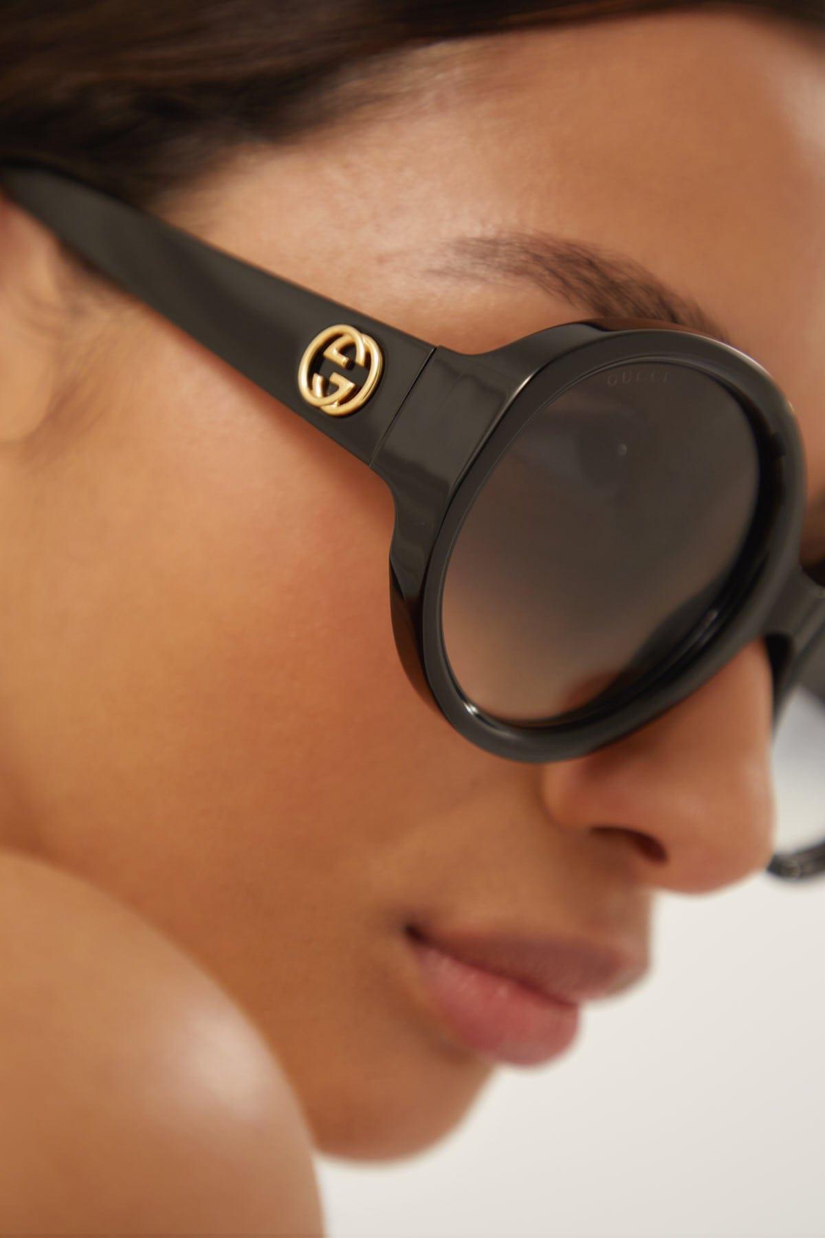 Gucci GG1256s Oversized Round Black GG Sunglasses in Brown