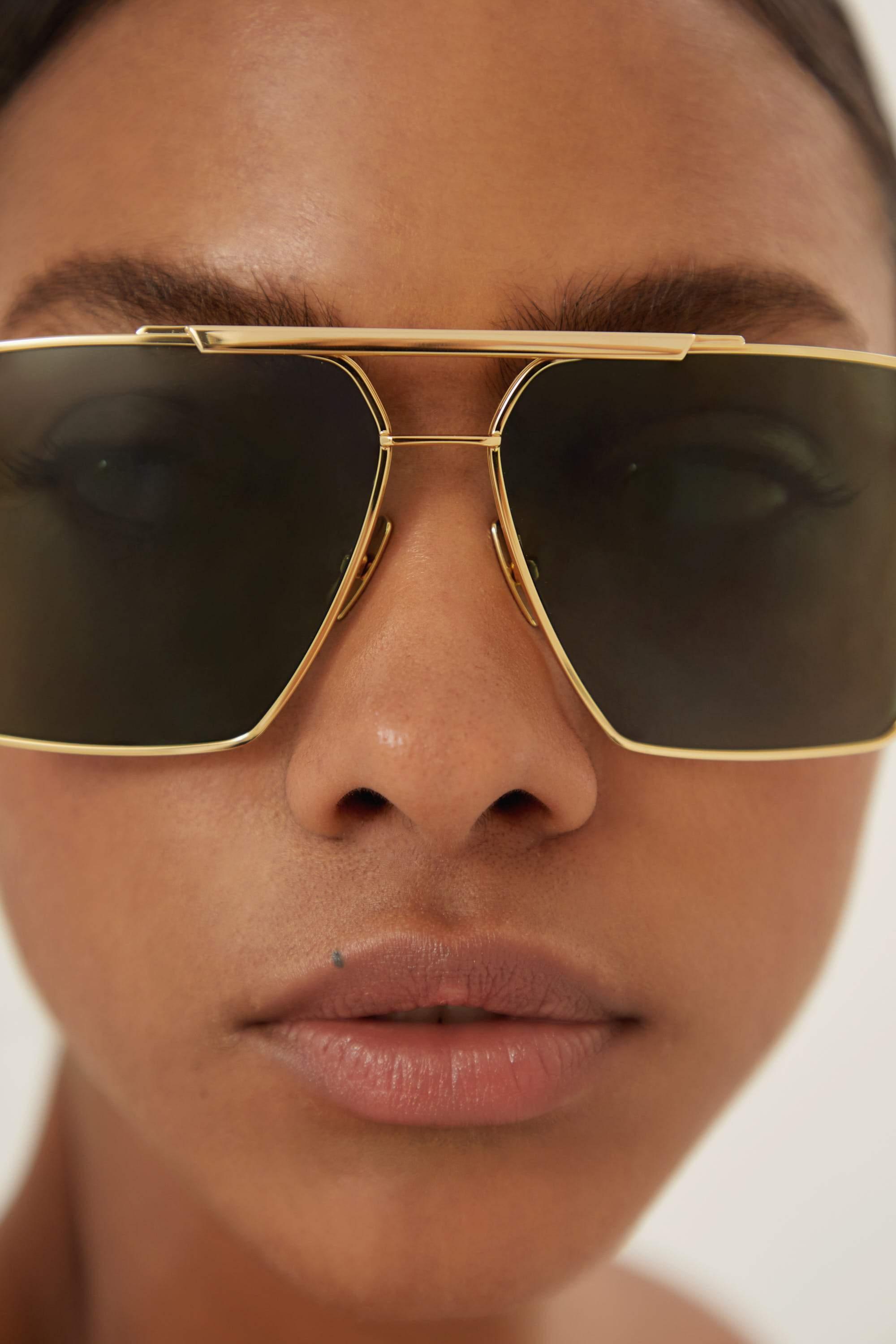 Bottega Veneta caravan gold and brown sunglasses