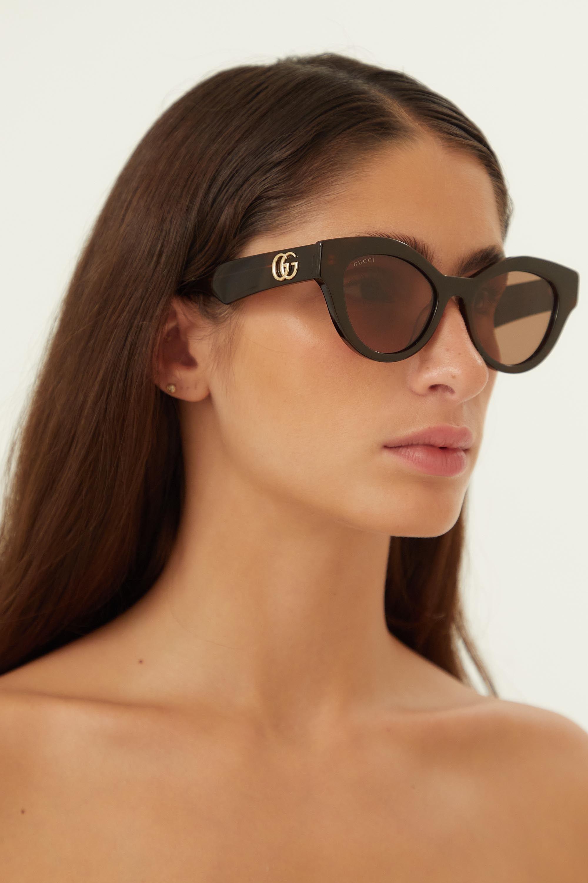 Gucci Cat Eye Havana Sunglasses | Lyst