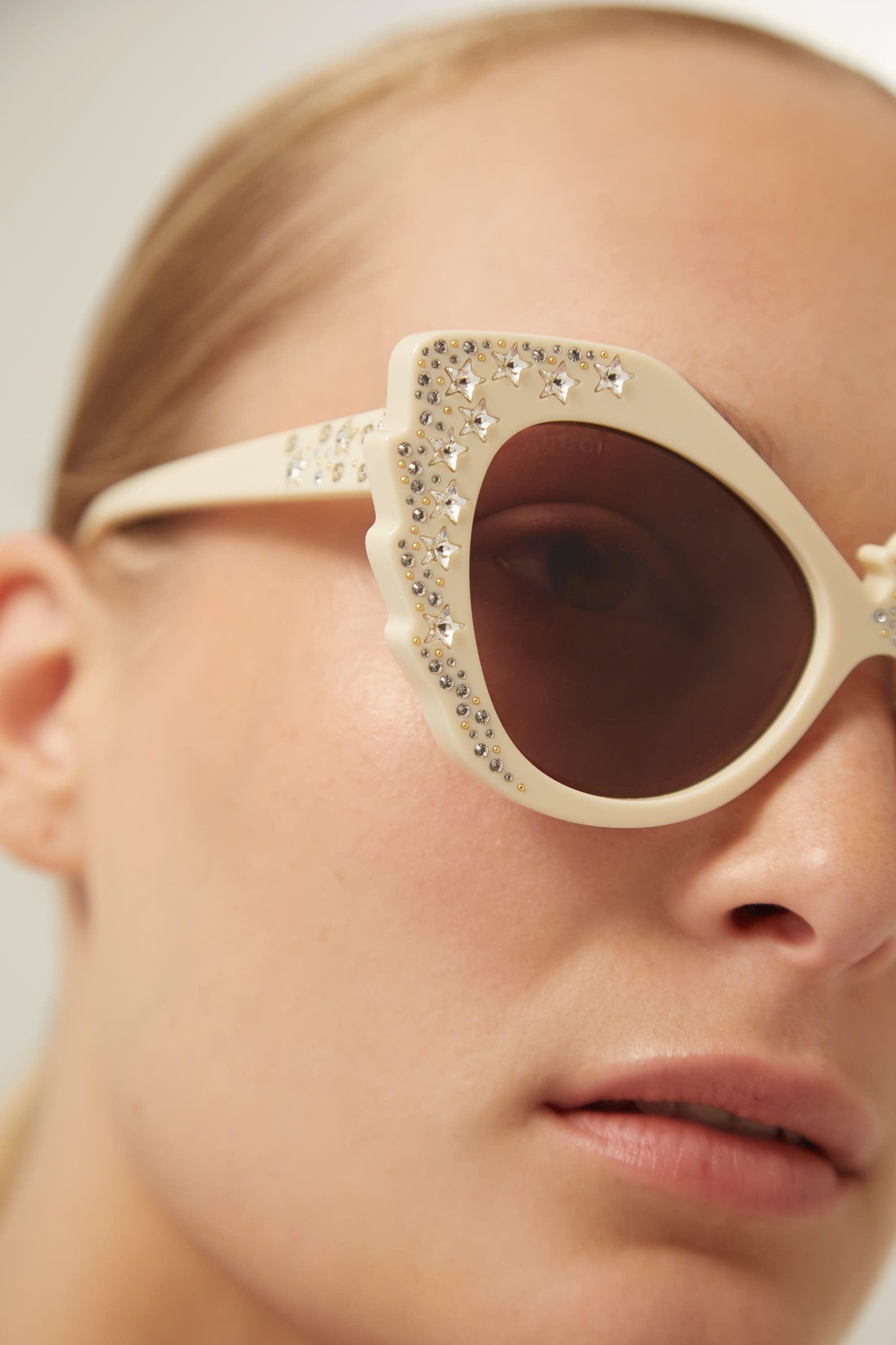 Gucci Cat-eye Oversized Sunglasses With Swarovski in Natural | Lyst