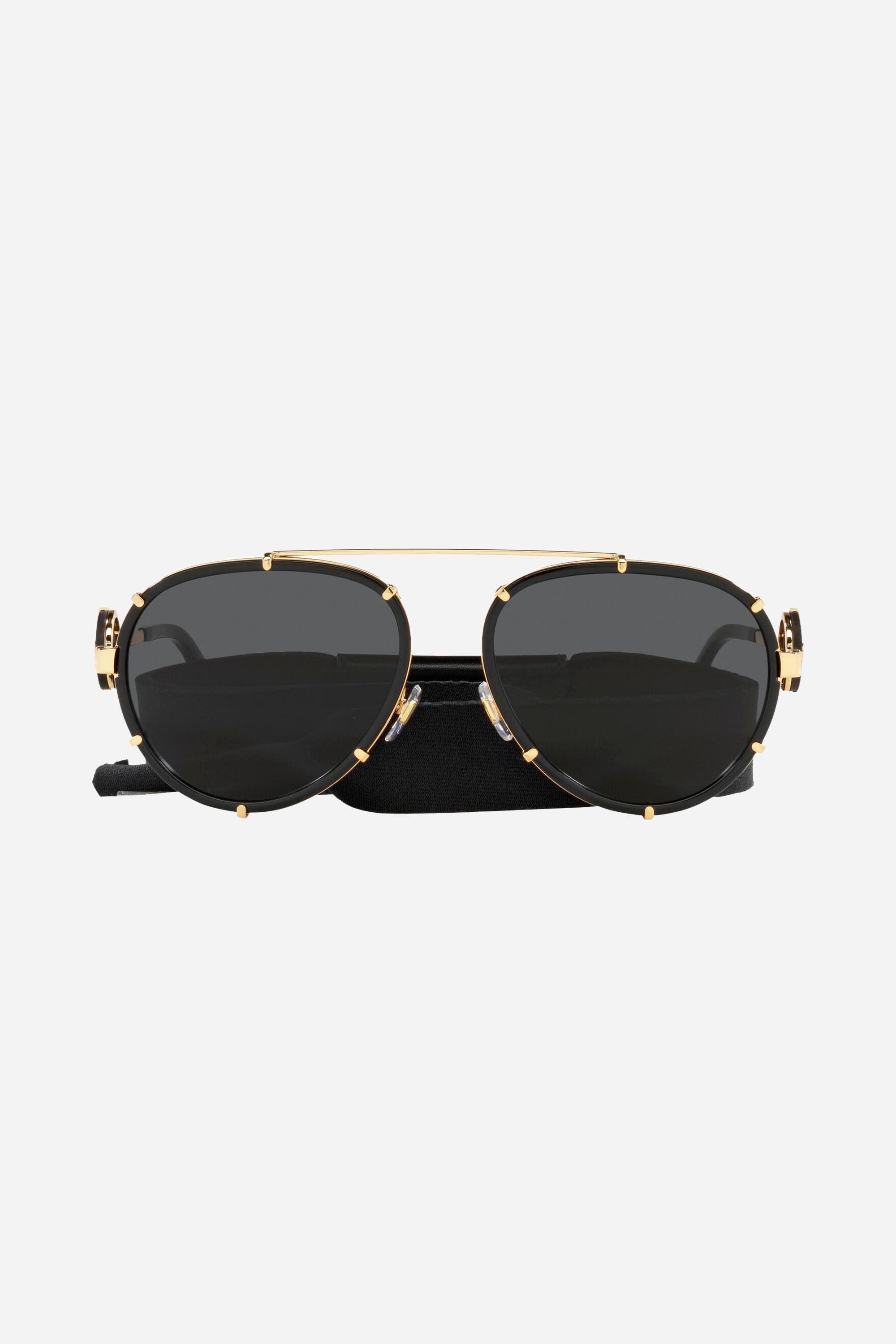 Versace Pilot Sunglasses in Black | Lyst